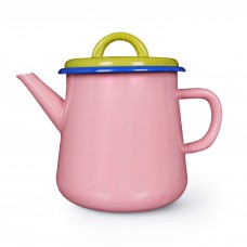 Эмалированный чайник Bornn Colorama 1л бледно-розовый, с шартрез крышкой Tea Pot Soft Pink, Chartreuse #CRTP1302