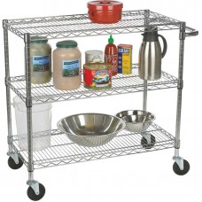 Стол - тележка сервировочная на роликах, с тремя полками TRINITY® EcoStorage® 3-Tier Chrome Cart NSF 45х91х90см #TBFC0902