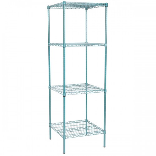 Стеллаж влагостойкий с эпоксидным, зеленым покрытием NSF® 4 полки Regency™ USA - 61х61х188см\ 24x24х74дюймов #RGNC2424EGKIT