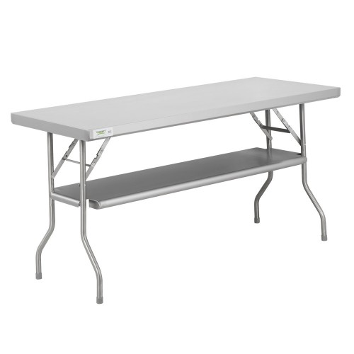 Стол складной из нержавеющей стали 18-го калибра, с полкой Folding Work Table от Regency™ USA - 61х152 см/ 24"x60" #RgncFWT2460US