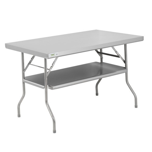 Стол складной из нержавеющей стали 18-го калибра, с полкой Folding Work Table от Regency™ USA - 76х122 см/ 30"x48" #RgncFWT3048US