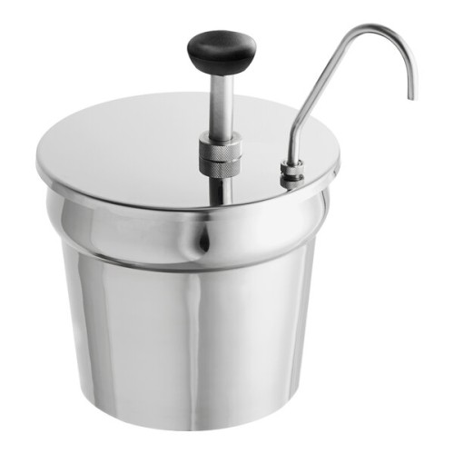 Дозатор-насос для соусов - 18 мл., стальной, с диспенсером 6,6 л./ 7 Qt. Pump Dispenser от ServSense™ USA #SSCDP7IP