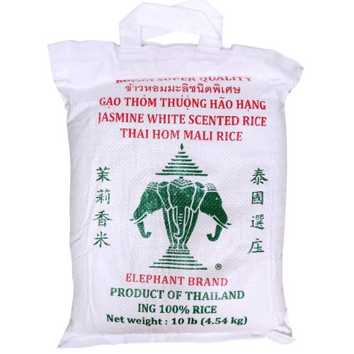 Рис тайский, жасминовый, белый Three Elephants® Thai White Jasmine Rice\Thai Hom Mali Rice, 4,54kg\10 lb.