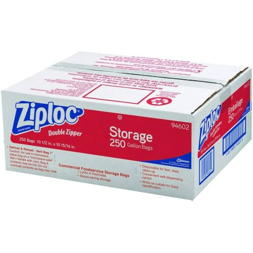 Пакеты пищевые Зиплок - Ziploc® Storage Bag с двойным замком 1 галлон\3,78л - 26,8х27,3см  250шт\бокс #682257