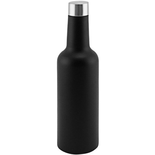 Бутылка - термос стальная, черная эмаль 3-х слойные стенки Apollo™ Stainless Steel Wine Bottle Triple-Wall Flask от Franmara® USA - 370мл/13oz #5023BU
