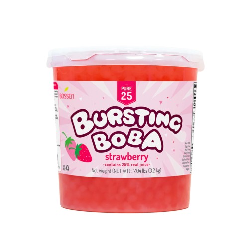 Желатиновые Взрывные Бобы С Соком Клубники для Бабл-ти Strawberry Bursting Boba® Pure25 от Bоssеn® - 3,2кг #BBP001