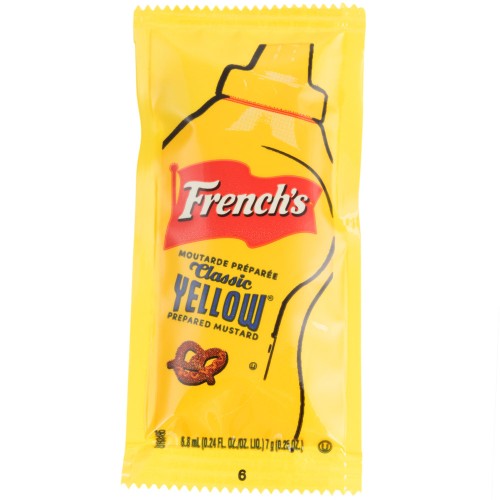 Порционные пакетики горчицы желтой классической Френча Classic Yellow Mustard от French's® USA - 7гр/500шт./упак. Best By #59255-7Gr