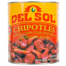 Del Sol® Whole Chipotle Peppers in Adobo Sauce, 10# Can, 100oz\2,83kg #107001255