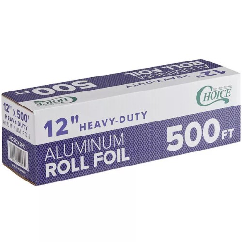 Фольга пищевая, алюминиевая, очень прочная Heavy-Duty Aluminum Foil калибра 80 от Choice® USA, рулон - 30,5см. Х 152,4м. \12" x 500' #12212X5HD