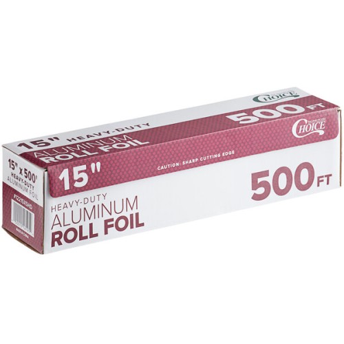 Фольга пищевая, алюминиевая, очень прочная Heavy-Duty Aluminum Foil калибра 80 от Choice® USA, рулон - 38,1см Х 152,4м \15" x 500' #12215X5HD