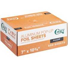 Фольга пищевая, алюминиевая, прочная Pop-Up Foil Sheets от Choice® USA, листы 17,8 x 27,3см.\ 7" x 10 3/4" - 500шт\уп. #1227105BX