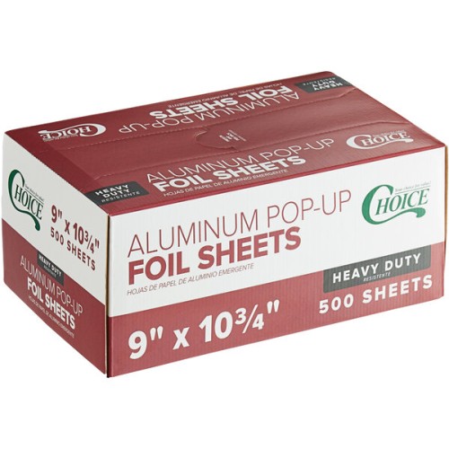 Фольга пищевая, алюминиевая, прочная Pop-Up Foil Sheets от Choice® USA, листы 22,9 x 27,3см\9" x 10 3/4" - 500шт/уп. #1229105BX