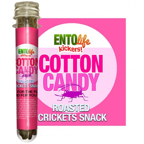 Сверчки жареные в сахарной вате Mini-Kickers Cotton Candy Crickets от EntoVida® USA - 10гр\около 100 сверчков в тубусе #EL-001-00007