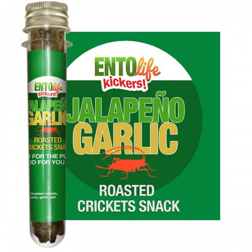 Сверчки жареные с халапеньо и чесноком Mini-Kickers Jalapeno Garlic от EntoVida® USA - 10гр\около 100 сверчков в тубусе #EL-001-00002