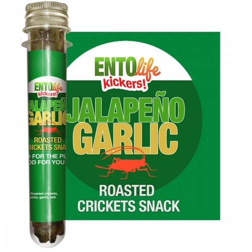 Сверчки жареные с халапеньо и чесноком EntoVida® Mini-Kickers Jalapeno Garlic Crickets 10гр\около 100 сверчков в тубусе #EL-001-00002