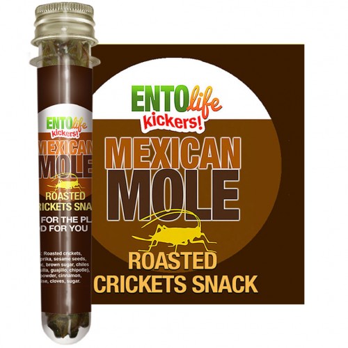 Сверчки жареные в Мексиканском соусе Моле Mini-Kickers Mexican Mole Crickets от EntoVida® USA - 10гр\около 100 сверчков в тубусе #EL-001-00004