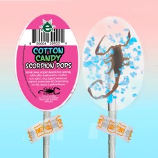 Скорпион Попс - лолипопы Сладкая Вата со съедобными Скорпионами Sorpion Lollipops Cotton Candy от Lil Bugz® USA - 36шт\уп. #850004399224