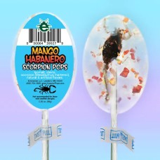 Скорпион Попс - лолипопы Манго-Хабанеро со съедобными Скорпионами Sorpion Lollipops Mango Habanero от Lil Bugz® USA - 36шт\уп. #850004399279