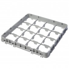 Cambro® Camrack™ Customizable Glass Rack w/ 16 Compartments Half Drop Full Size Extender - 19 5/8" x 19 5/8" x 2", Soft Gray#16E2151