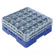 Cambro® Camrack™ Customizable Glass Rack w/ 25 Compartments & 2 Gray Extenders, 6 1/8", Blue #25S534168 
