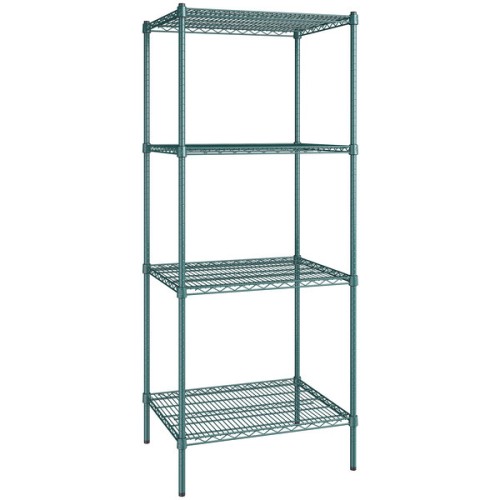 Стеллаж влагостойкий с эпоксидным, зеленым покрытием NSF® 4 полки Regency™ USA - 61х76х188см\ 24x30х74дюймов #RGNC2430EGKIT