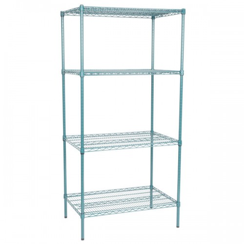 Стеллаж влагостойкий с эпоксидным, зеленым покрытием NSF® 4 полки Regency™ USA - 61х91х188см\ 24x36х74дюймов #RGNC2436EGKIT
