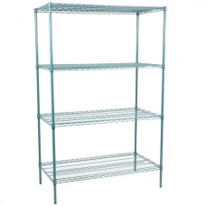 Стеллаж влагостойкий с эпоксидным, зеленым покрытием NSF® 4 полки Regency™ USA - 61х122х188см\ 24x48х74дюймов #RGNC2448EGKIT
