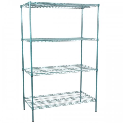 Стеллаж влагостойкий с эпоксидным, зеленым покрытием NSF® 4 полки Regency™ USA - 61х122х188см\ 24x48х74дюймов #RGNC2448EGKIT