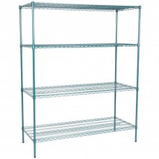 Стеллаж влагостойкий с эпоксидным, зеленым покрытием NSF® 4 полки Regency™ USA - 61х152,4х188см\ 24x60х74дюймов #RGNC2460EGKIT