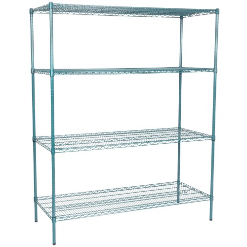 Стеллаж влагостойкий с эпоксидным, зеленым покрытием NSF® 4 полки Regency™ USA - 61х152,4х188см\ 24x60х74дюймов #RGNC2460EGKIT