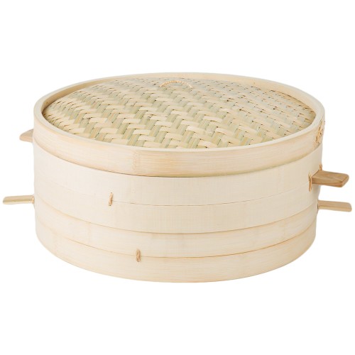 Стимер - пароварка бамбуковая, набор из 2-х стимеров с ручками и крышки Bamboo Steamer Set от Town® USA - 457мм./18" #34218SET