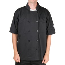 Китель повара черный, с короткими рукавами, унисекс, двубортный Basic Cook's Jacket от Chef® Revival USA - разм.L / 111-116см. #J109BK-L