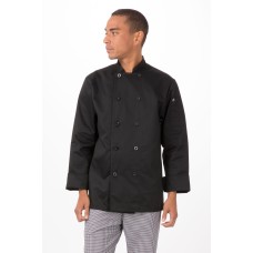 Китель повара черный, длинные рукава Бастилия Bastille™ Chef Coat от Chef Works® USA - Size S / Объем груди 91-97см #BAST-BLK-S