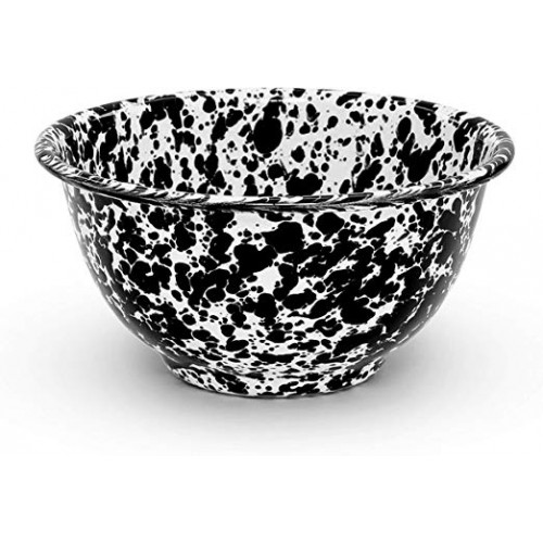 Эмалированная миска с высоким дном, мрамор черный 16 oz\473мл Crow Canyon Home® USA Splatter Small Footed Bowl 5"\12,7см#D02BLM