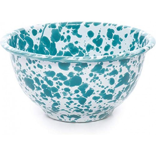 Эмалированная миска с высоким дном, мрамор бирюзовый 16 oz\473мл Crow Canyon Home® USA Splatter Small Footed Bowl 5"\12,7см#D02TQM