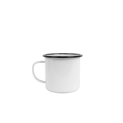 Эмалированная кружка 0,47л\16oz белая с черной каймой Crow Canyon® Vintage Mug SOLID WHITE W/BLACK RIM #V112BLA