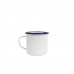 Эмалированная кружка 0,47л\16oz белая с синей каймой Crow Canyon® Vintage Mug SOLID WHITE W/BLUE RIM #V112BLU