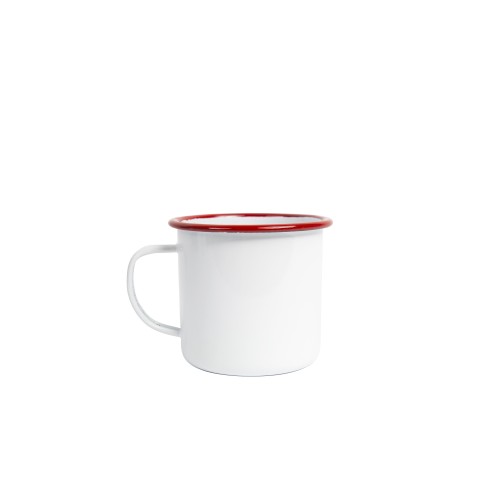 Эмалированная кружка 0,47л\16oz белая с красной каймой Crow Canyon® Vintage Mug SOLID WHITE W/RED RIM #V112RED