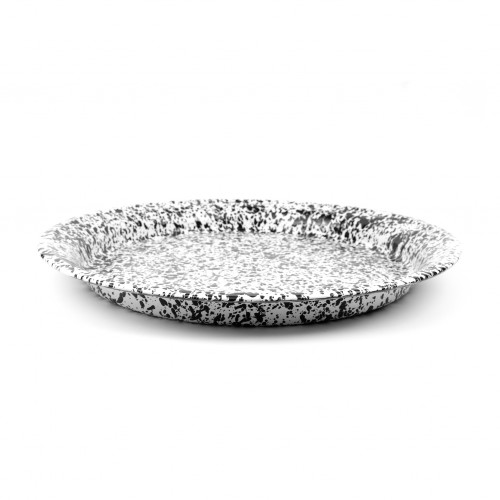 Эмалированный большой, круглый поднос, мрамор черный Crow Canyon Splatter Round Tray 20"\50см#D129BLM