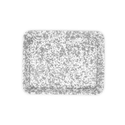 Эмалированный поднос прямоугольный, маленький, мрамор серый Crow Canyon Home Splatter Small Square Tray 0,95л\29х23см#D190GYM