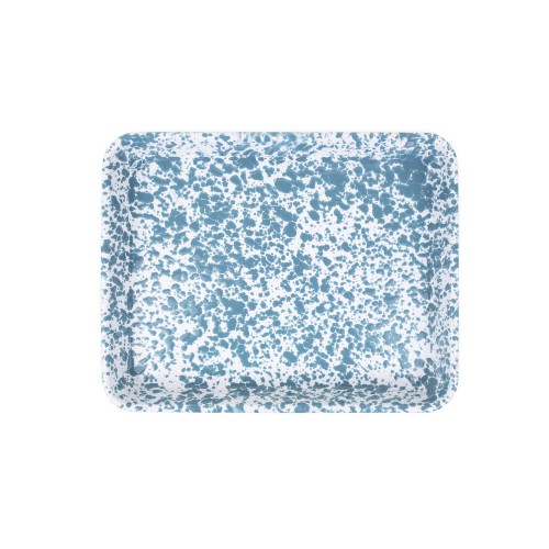 Эмалированный поднос прямоугольный, маленький, мрамор синий Crow Canyon Home Splatter Small Square Tray 0,95л\29х23см#D190DBM