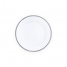 Эмалированная тарелка обеденная белая, с черной каймой Crow Canyon Home DINNER PLATE 10,25"(26,04см) #V20BLA