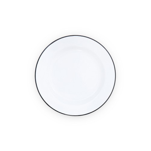 Эмалированная тарелка обеденная белая, с черной каймой Crow Canyon Home DINNER PLATE 10,25"(26,04см) #V20BLA