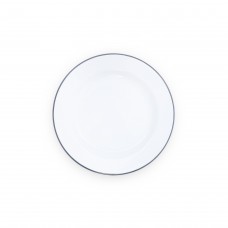 Эмалированная тарелка обеденная белая, с серой каймой Crow Canyon Home DINNER PLATE 10,25"(26,04см) #V20GRY