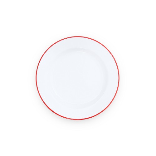 Эмалированная тарелка обеденная белая, с синей каймой Crow Canyon Home DINNER PLATE 10,25"(26,04см) #V20BLU