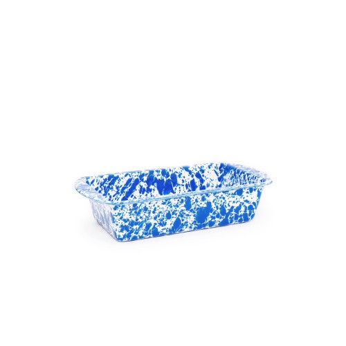 Эмалированная хлебная тарелка мрамор синий Crow Canyon Home Splatter Loaf Pan 1,5л\23х14см #D32DBM