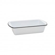 Эмалированная хлебная тарелка белая с серой каймой Crow Canyon Home Vintage Loaf Pan 23х13см #V32GRY