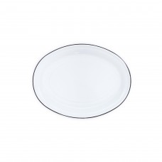 Эмалированное блюдо овальное, белое с черной каймой Crow Canyon Home Vintage Oval Platter, 18"\46см #V61BLA