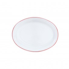 Эмалированное блюдо овальное, белое с красной каймой Crow Canyon Home Vintage Oval Platter, 18"\46см #V61RED