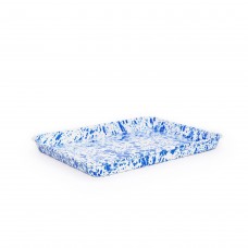 Эмалированный поднос прямоугольный, мрамор синий Crow Canyon Home Splatter Jelly Roll Tray 31х41х3см#D90DBM